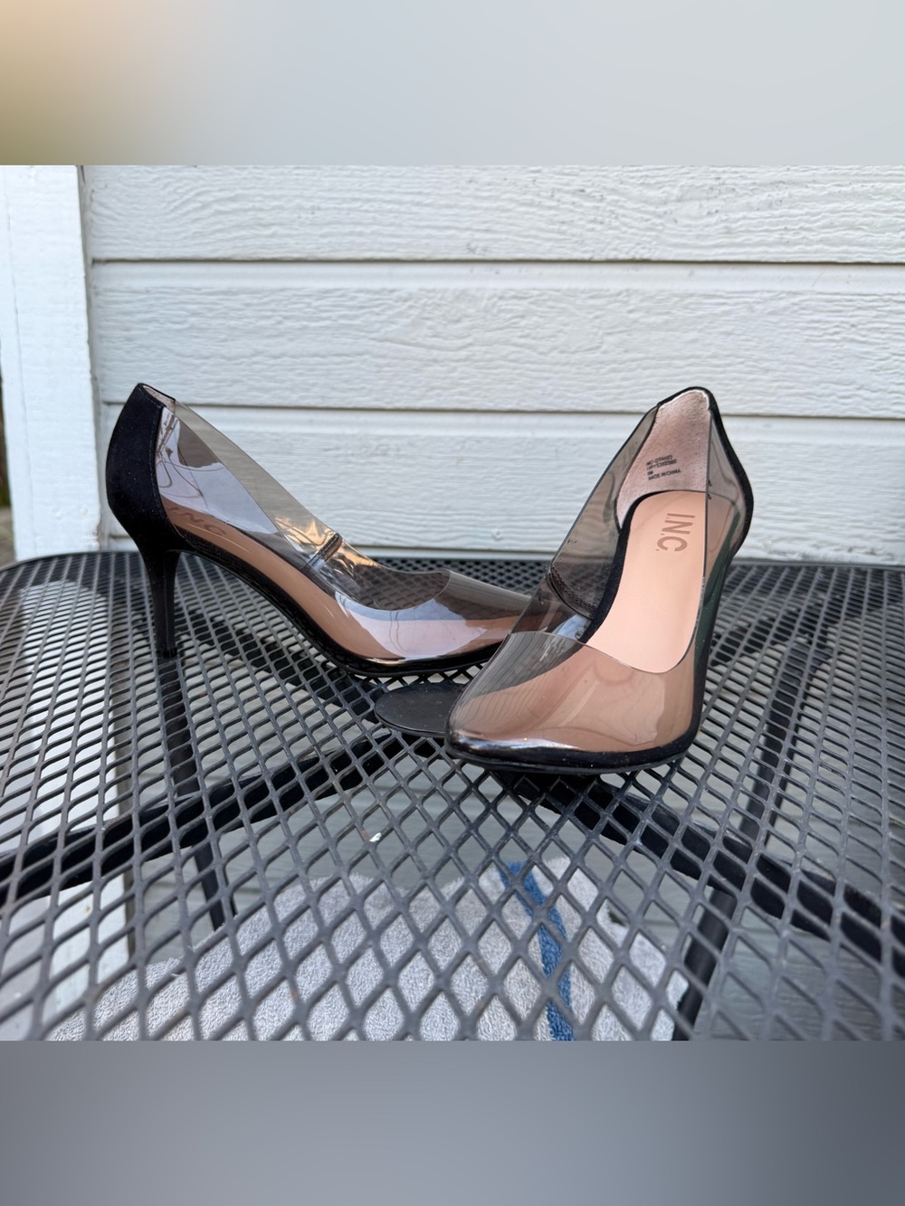 INC International Concepts Clear Black Pointed-Toe Pumps